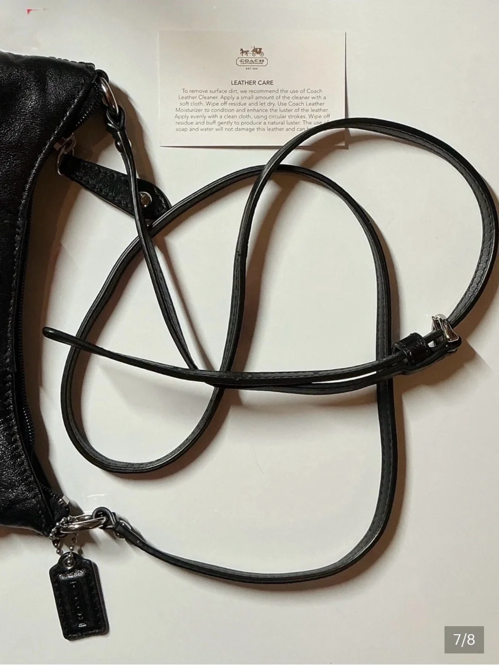 Coach Vintage Ashley EUC Black Leather Crossbody Bag, Purple Interior with COA - Picture 7 of 9